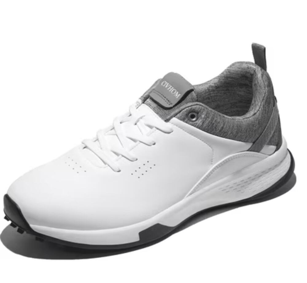 CIVHOM Men’s Golf Shoes Size 9.5 White Gray Waterproof Spikeless Non Slip